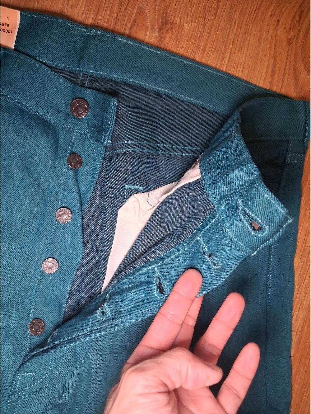 NEW Levis 501 Jeans 36x32 Teal Geen Cotton Straight Leg - Picture 8 of 11